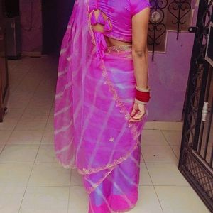 Pink Organza Saree