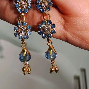 Blue Crystal Dangling Earrings