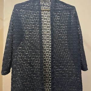 Textured Long Black Jacket