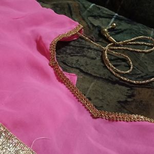 Pink and Golden Two Colour Saree For Festive wear