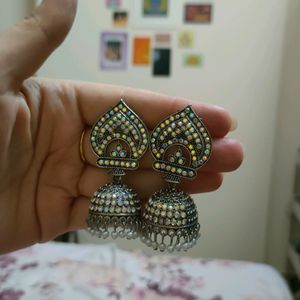 Multicolored Oxidised Jhumkas