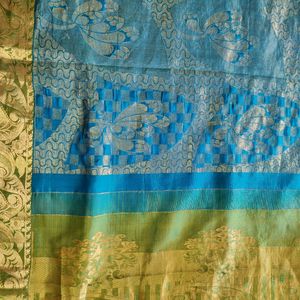 Blue And Green Silk Saree