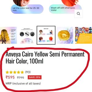 Anveya Cairo Yellow Semi Permanent Hair Color, 100