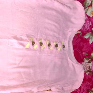 Pure Cotton Straight Kurti Baby Pink🩷