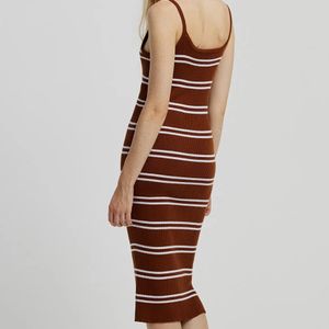 savana striped color maxi cami dress