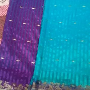 Very Beautiful Blue Purple Combination Saree