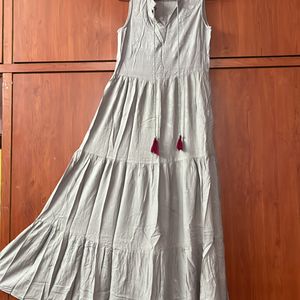 Grey Full Length Ethnic Dress