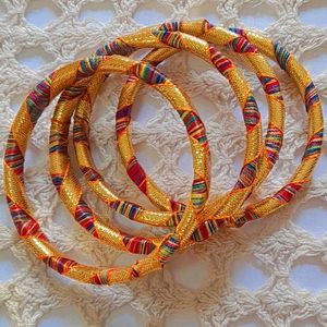 Hand-decorated Bangles,Multicolour Thread Set Of 4