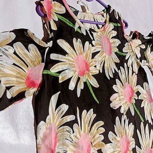 Women Off Shoulder Flower Print Top