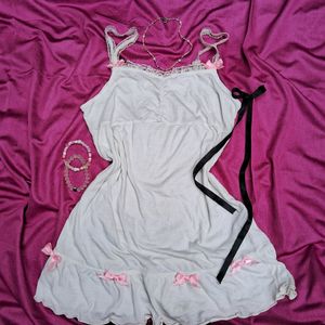 Aesthetic Ribbon Lace Trim Dress/top🧸🎀
