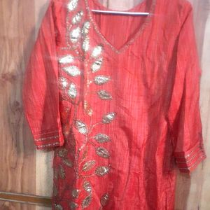 It Is A Kurti From A Big Boutique. Material V Good....absolutely New Condition.  Cloth Is Cotton But V Rich Looking