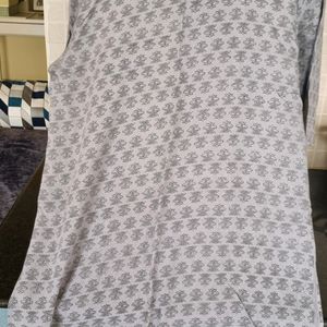 Grey Kurti Kurta With Embroidered Neck Detailing