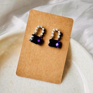 Champagne Pearl With Ad Stone Korean Earrings