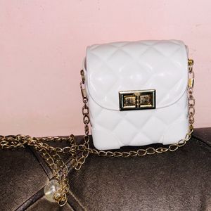 Cute white Small Sling Bag