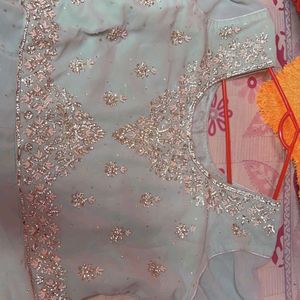 Real Zarkun Hand Work Ambroidery Short Frock Lehng