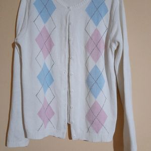 White Pattern Sweater.