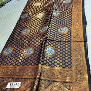 NEW Black With Copper Beautiful Silk Saree