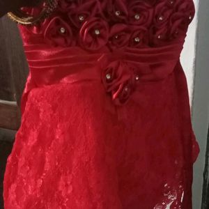 Red Beautiful Frock With Hair Band