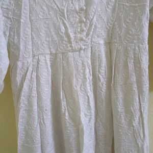 White Chikankari Dress Cum Kurta.