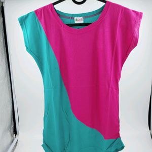 Colour Block Tshirt(Bottle Green)