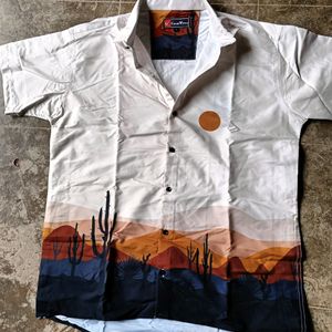 Men Comfort Semi Sheer Printed Party Shirt