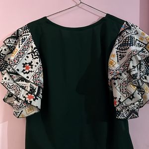 Green Colour Top For Party Wear