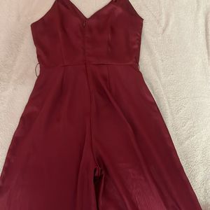 Maroon Jumpsuit With A Belt