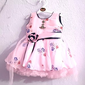 Pink Party Wear Frock For Baby Girl