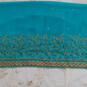 Peacock Green With Work Design Saree