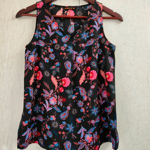 Black And Pink Floral Top