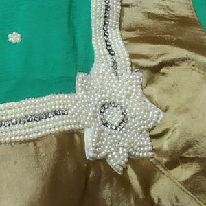 Boutique Style Designer Saree With Pearl Work🤍