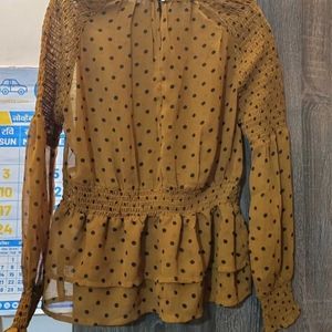 Ajio Cinched Polka Dot Top