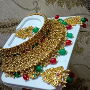 Half Bridal kundan Necklace Set  & Matha P