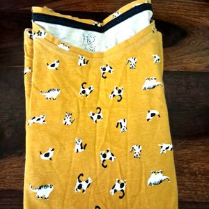 Branded Mustard Color Tshirt With CAT Design XS