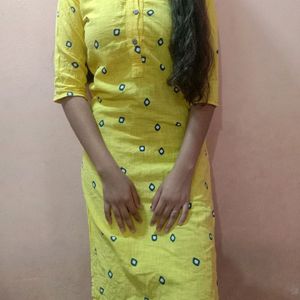 Yellow Bandhani Designed Formal kurti