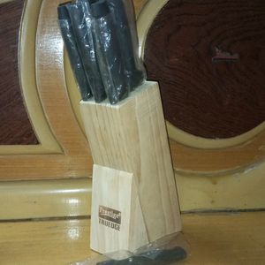 Big Knife Set With Wooden Stand