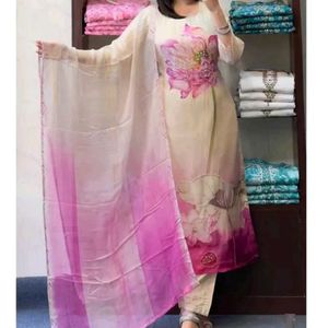 Beautiful Rose Pink Colour Kurta Set