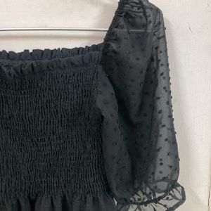 Black Smock Top Cropped (Urbanic)