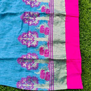 Designed Blue Pink color Straight Kurta