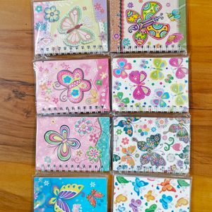 Set Of 8 Mini Spiral Notebook Printed Pages