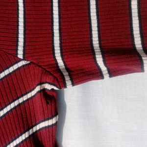 Maroon Striped Knitted Top 🍂🛍️