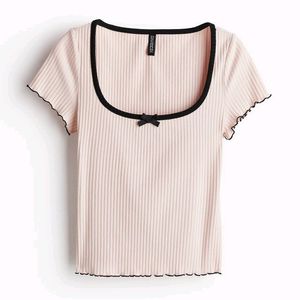 H&M Overlock Detail Ribbed Top