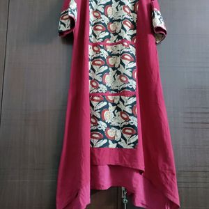 red high low kurti