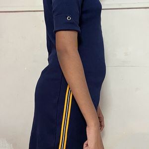 Blue Fitted Casual Dress