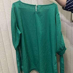 Pearl Studded Sleeves Green Top