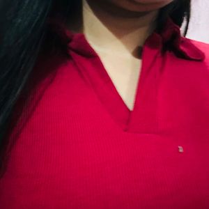 Red Collar Top