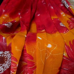 Printed Yellow Colour Sarees