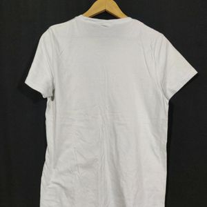 Women White Plain T-shirt | Bust 40| Length 26