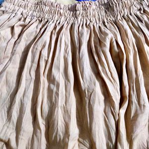 Beige Flared Long Skirt