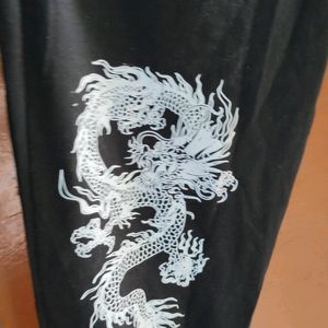 Stylish Black & White Pajama Dragon Print